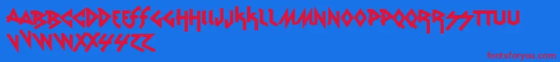 Czcionka VtksRudeMetal – czerwone czcionki na niebieskim tle
