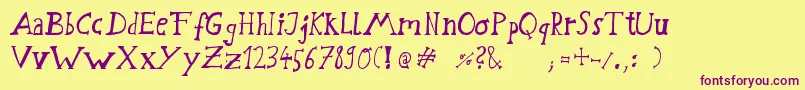 Schwabstrasse-Schriftart – Violette Schriften auf gelbem Hintergrund