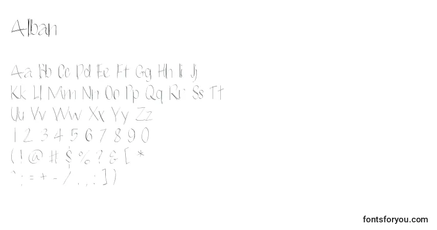 A fonte Alban – alfabeto, números, caracteres especiais