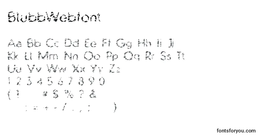 Schriftart BlubbWebfont – Alphabet, Zahlen, spezielle Symbole