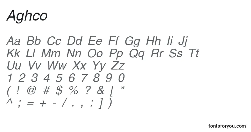 Schriftart Aghco – Alphabet, Zahlen, spezielle Symbole