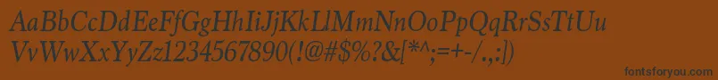 MarionItalic-Schriftart – Schwarze Schriften auf braunem Hintergrund