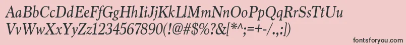 Fonte MarionItalic – fontes pretas em um fundo rosa