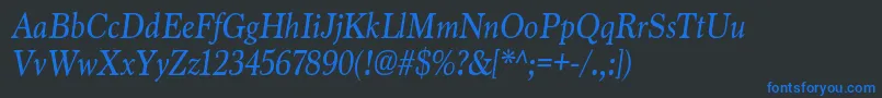 MarionItalic Font – Blue Fonts on Black Background