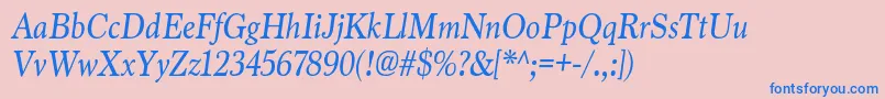 MarionItalic Font – Blue Fonts on Pink Background