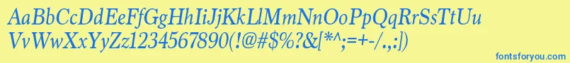 MarionItalic Font – Blue Fonts on Yellow Background