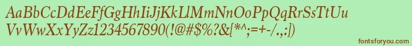 Fonte MarionItalic – fontes marrons em um fundo verde