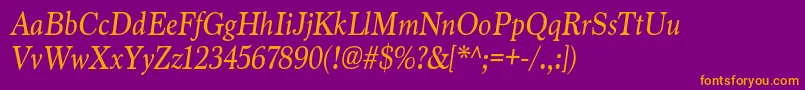 MarionItalic Font – Orange Fonts on Purple Background
