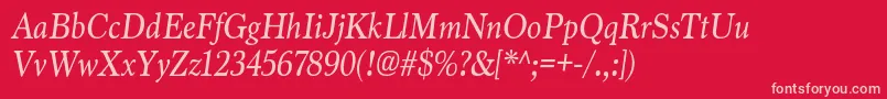 Fonte MarionItalic – fontes rosa em um fundo vermelho