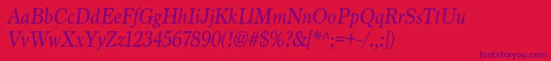 MarionItalic Font – Purple Fonts on Red Background