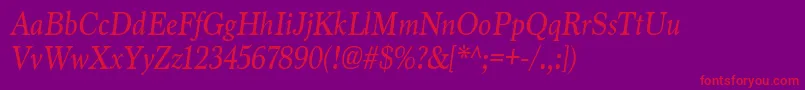 MarionItalic Font – Red Fonts on Purple Background