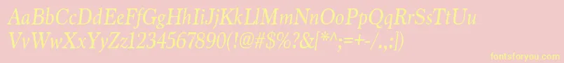 MarionItalic-Schriftart – Gelbe Schriften auf rosa Hintergrund