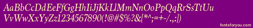 フォントMarionItalic – 紫の背景に黄色のフォント