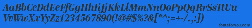 GenremediumBolditalic Font – Black Fonts on Blue Background