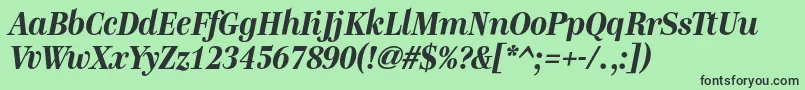 GenremediumBolditalic-fontti – mustat fontit vihreällä taustalla
