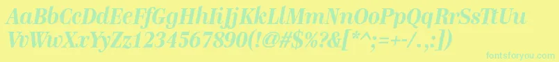 GenremediumBolditalic-Schriftart – Grüne Schriften auf gelbem Hintergrund