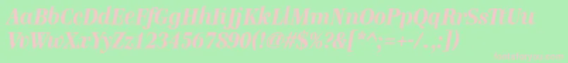 GenremediumBolditalic-fontti – vaaleanpunaiset fontit vihreällä taustalla