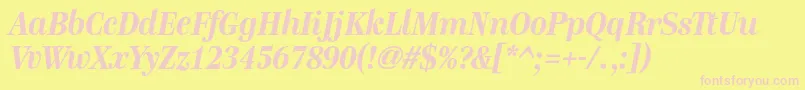 GenremediumBolditalic-fontti – vaaleanpunaiset fontit keltaisella taustalla