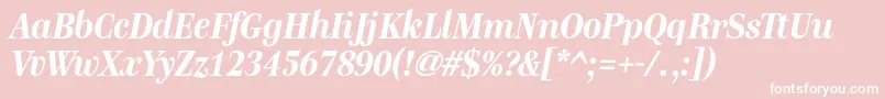 GenremediumBolditalic-fontti – valkoiset fontit vaaleanpunaisella taustalla
