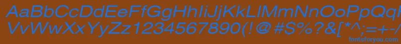Шрифт XeroxSansSerifWideOblique – синие шрифты на коричневом фоне