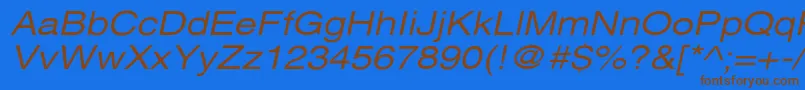 XeroxSansSerifWideOblique-fontti – ruskeat fontit sinisellä taustalla