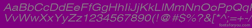 Saiba mais sobre a fonte XeroxSansSerifWideOblique Fonte XeroxSansSerifWideOblique – fontes cinzas em um fundo violeta
