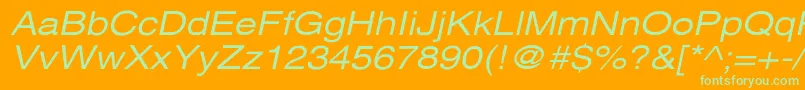 Weitere Informationen zur XeroxSansSerifWideOblique-Schriftart XeroxSansSerifWideOblique-Schriftart – Grüne Schriften auf orangefarbenem Hintergrund