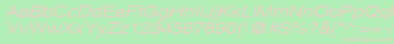 XeroxSansSerifWideOblique-fontti – vaaleanpunaiset fontit vihreällä taustalla