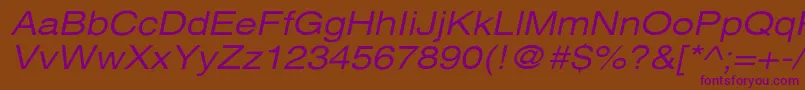XeroxSansSerifWideOblique Font – Purple Fonts on Brown Background
