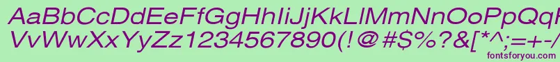 XeroxSansSerifWideOblique Font – Purple Fonts on Green Background