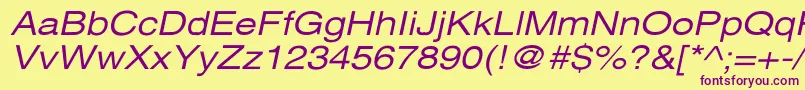 XeroxSansSerifWideOblique Font – Purple Fonts on Yellow Background