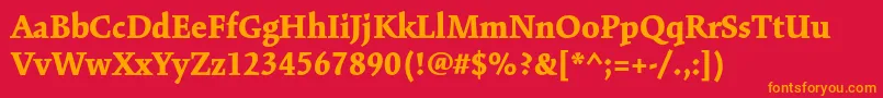 フォントKinesisstdBlack – 赤い背景にオレンジの文字