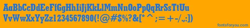 GeometricSlabserif703ExtraBoldCondensedBt-Schriftart – Blaue Schriften auf orangefarbenem Hintergrund