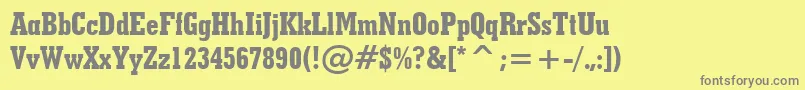 Fonte GeometricSlabserif703ExtraBoldCondensedBt – fontes cinzas em um fundo amarelo