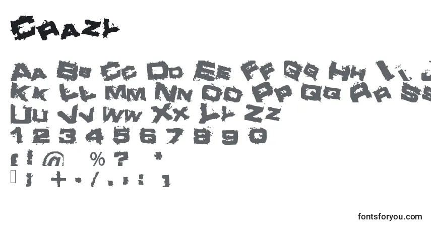 Шрифт Crazy – алфавит, цифры, специальные символы