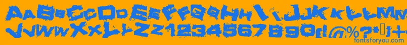 Crazy Font – Blue Fonts on Orange Background