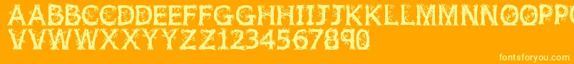 Jfwilwod-Schriftart – Gelbe Schriften auf orangefarbenem Hintergrund