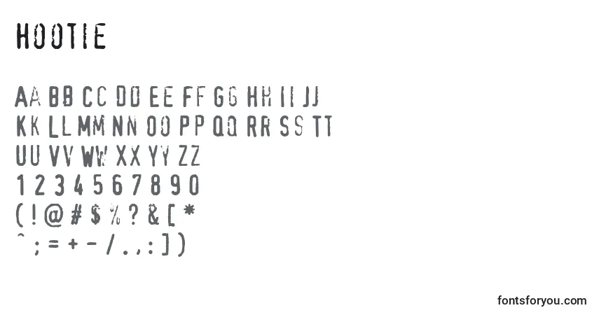 Czcionka Hootie – alfabet, cyfry, specjalne znaki