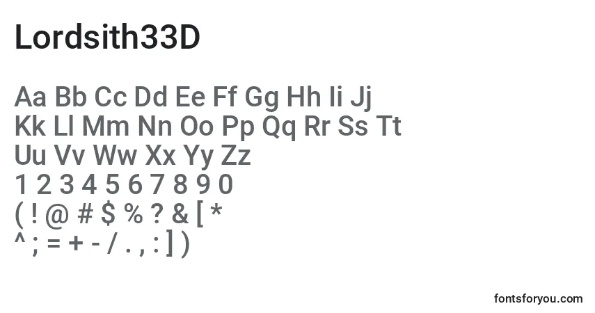 A fonte Lordsith33D – alfabeto, números, caracteres especiais