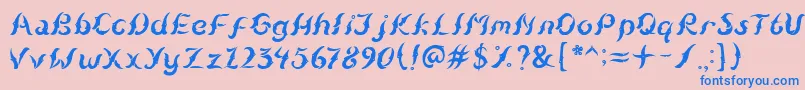 フォントKudihyangRegular5 – ピンクの背景に青い文字