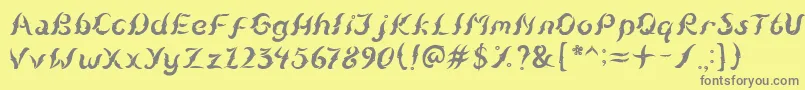 フォントKudihyangRegular5 – 黄色の背景に灰色の文字