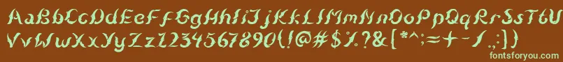 KudihyangRegular5 Font – Green Fonts on Brown Background