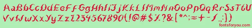 KudihyangRegular5 Font – Red Fonts on Green Background