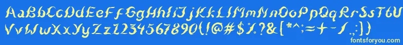 フォントKudihyangRegular5 – 黄色の文字、青い背景