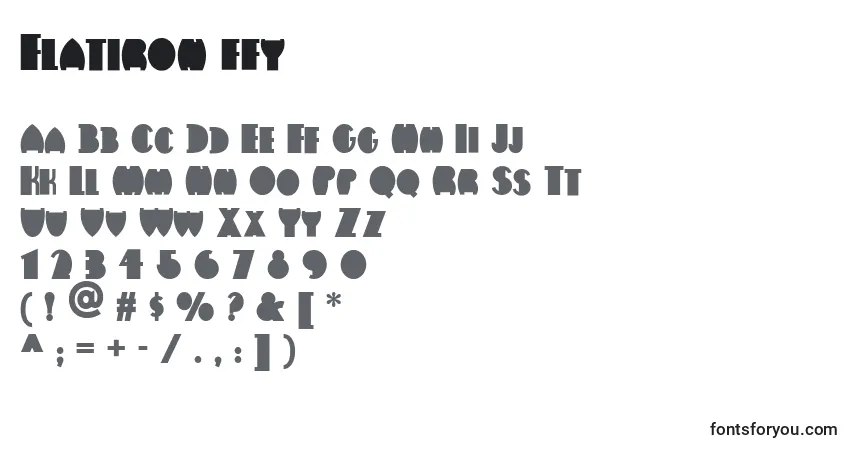 Czcionka Flatiron ffy – alfabet, cyfry, specjalne znaki