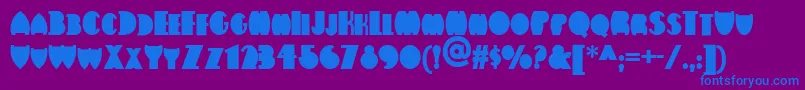 Weitere Informationen zur Flatiron ffy-Schriftart Flatiron ffy-Schriftart – Blaue Schriften auf violettem Hintergrund