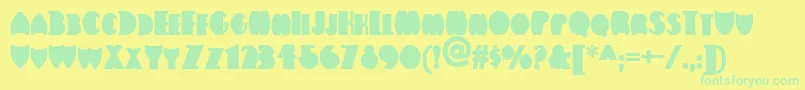 Flatiron ffy-Schriftart – Grüne Schriften auf gelbem Hintergrund