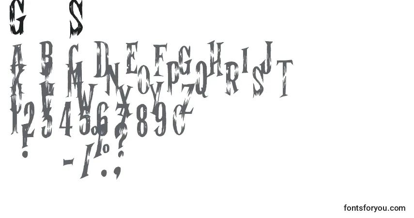 Czcionka GhostShadow – alfabet, cyfry, specjalne znaki