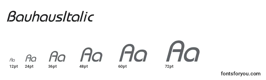 Размеры шрифта BauhausItalic