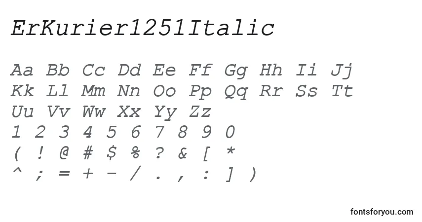 A fonte ErKurier1251Italic – alfabeto, números, caracteres especiais